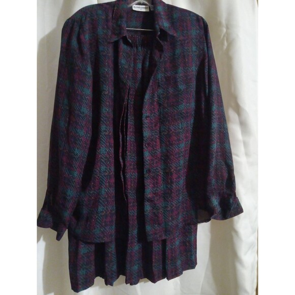Alfred Dunner Blouse & Skirt Set Women’s 12 Plaid Button Front - Picture 1 of 11